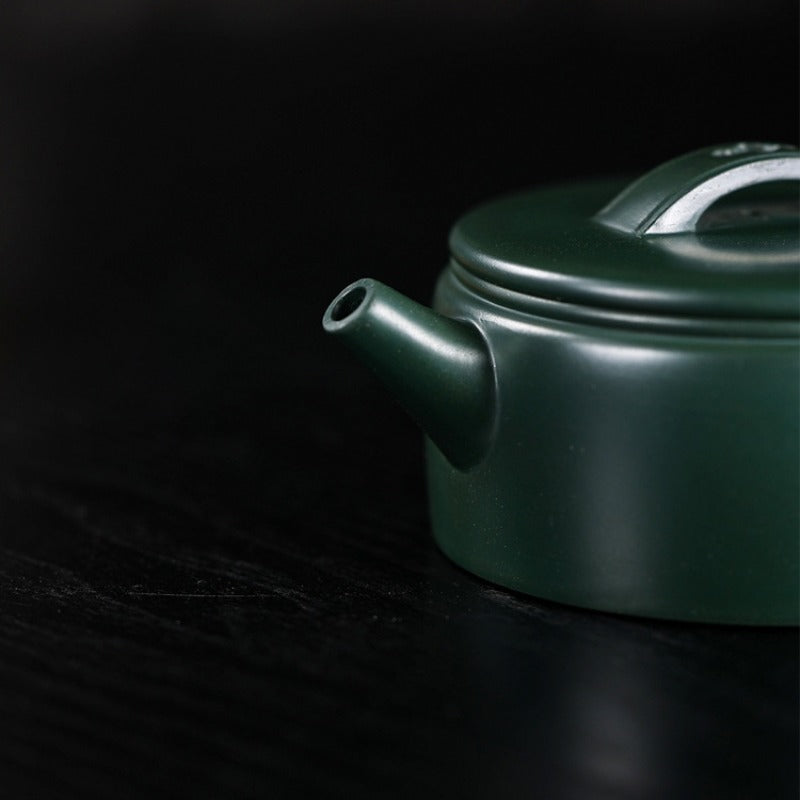 全手工宜兴紫砂茶壶 [汉瓦壶] (民国绿泥 - 220ml)