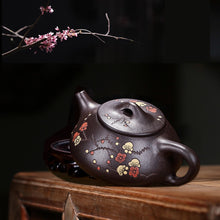 Load image into Gallery viewer, Yixing Zisha Teapot [Plum Blossom Shi Piao 梅花石瓢] (Hei Jin Sha - 220ml)
