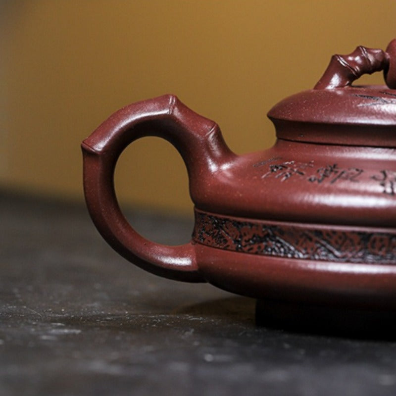 Full Handmade Yixing Zisha Teapot [Lucky Bamboo] (Zi Ni - 480ml)