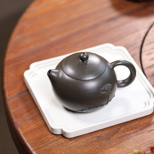 Yixing Zisha Teapot [Lotus Leaf Xishi] (Reduction-fired Zhu Ni - 280ml)