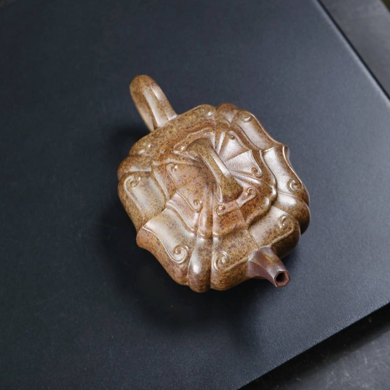 Full Handmade Yixing Zisha Teapot [Jinnang Ruyi Pot] (Di Cao Qing Firewood Fired - 180ml)