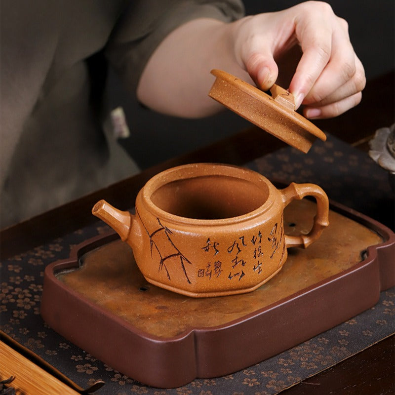 Full Handmade Yixing Zisha Teapot [Zhu Ying] (Jin Jiang Po Ni - 280ml)