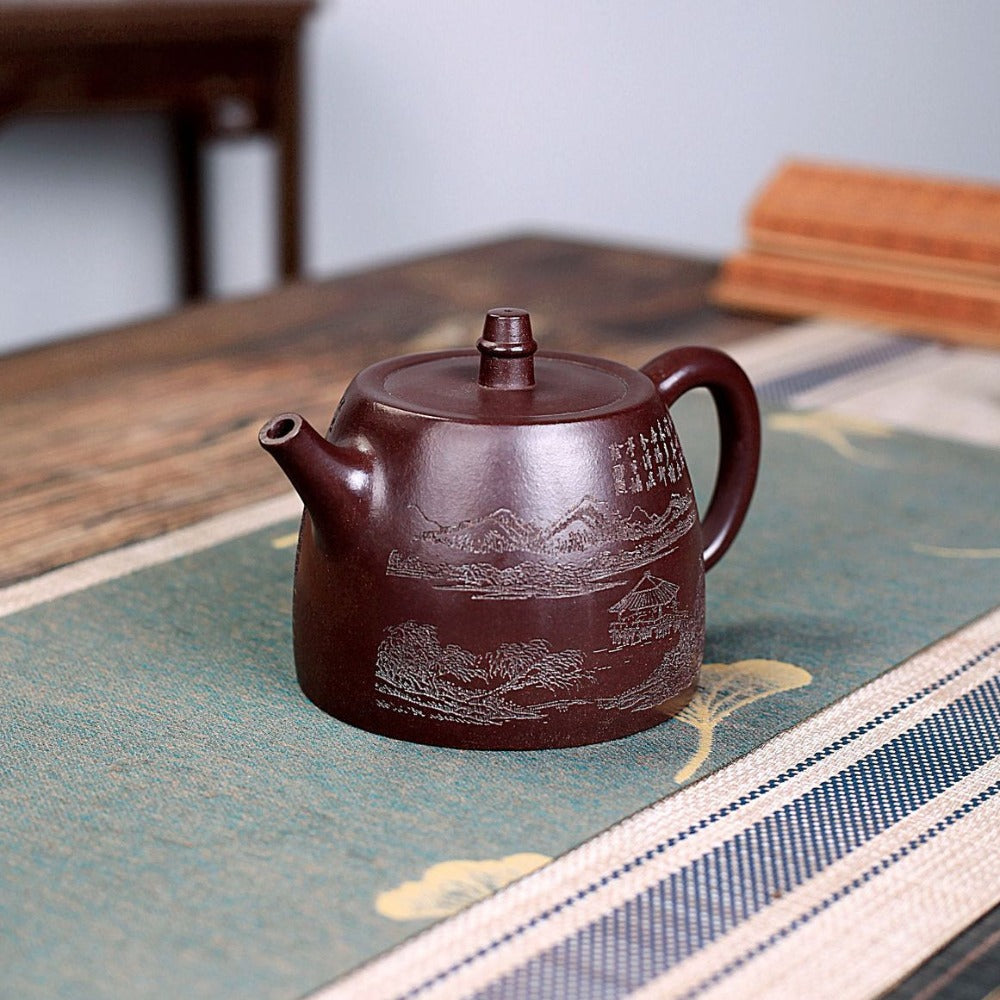 Yixing Zisha Teapot [Shanshui Han Duo 山水汉铎] (Zi Ni - 400ml)