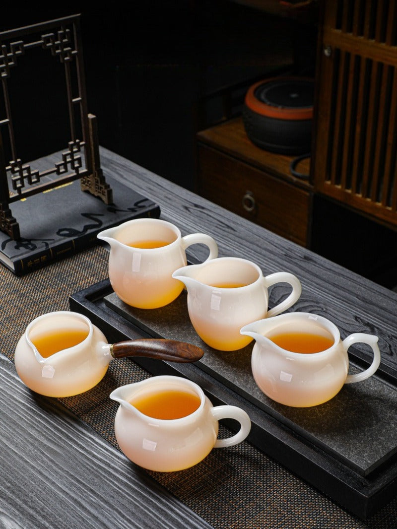 Eisjade-Weißporzellan glasierter Fair Cup mit Griff 200-250ml