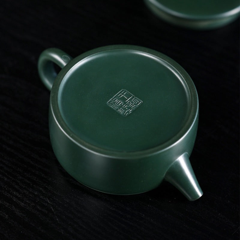全手工宜兴紫砂茶壶 [汉瓦壶] (民国绿泥 - 220ml)