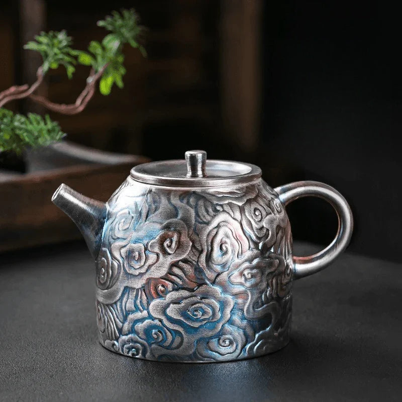 Théière en céramique argentée dorée antique colorée 210 ml
