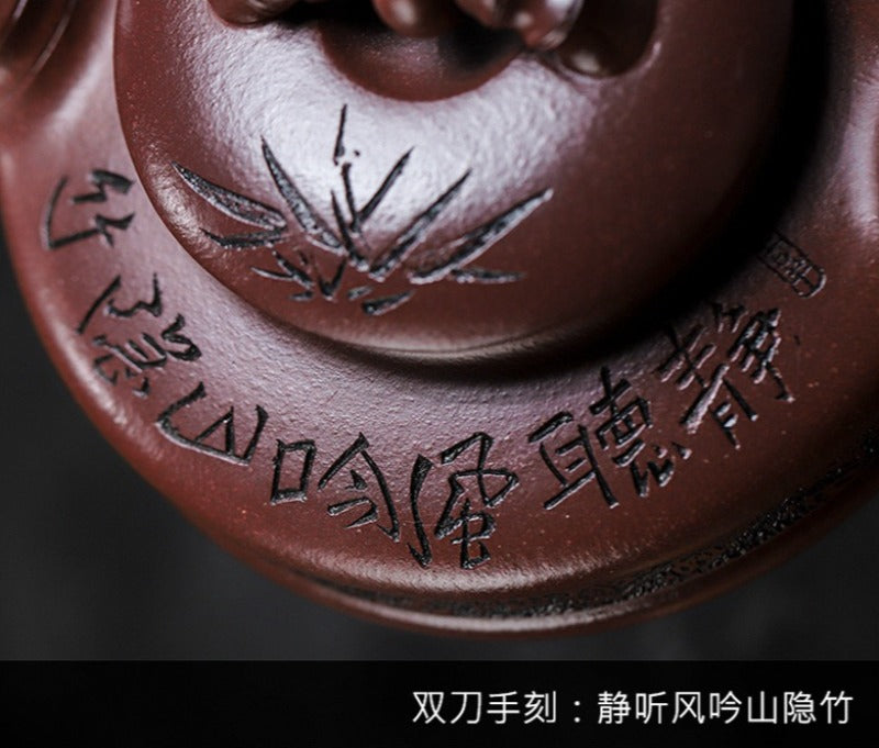 Full Handmade Yixing Zisha Teapot [Lucky Bamboo] (Zi Ni - 480ml)