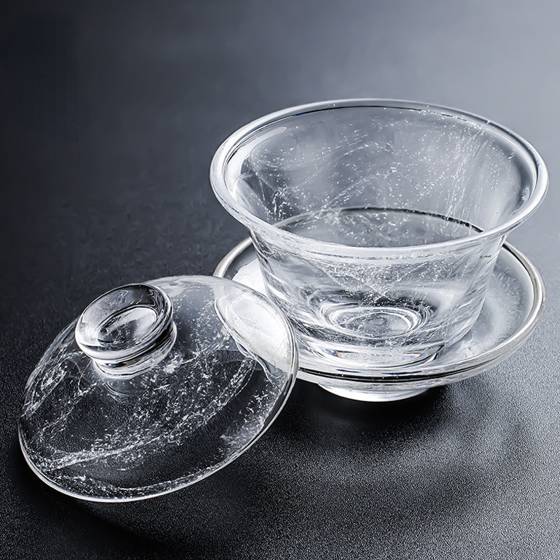 Snowflake Crystal Glass Tea Cup / Fair Cup / Gaiwan / Full Set