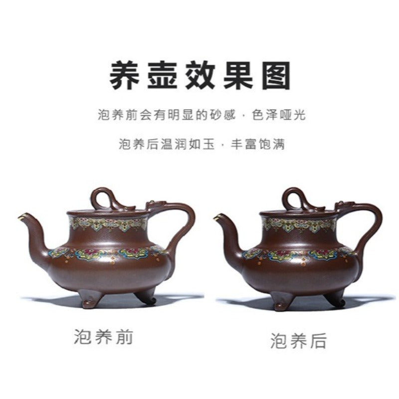 Tetera Yixing Zisha hecha a mano [Sanzu Fan Hua] (Jinsha Zi Ni - 350ml)