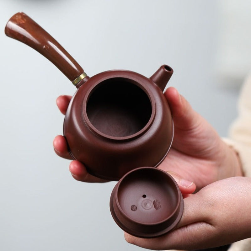 宜兴紫砂茶壶【唐羽钟韵】（紫朱泥/大红袍 - 155ml）