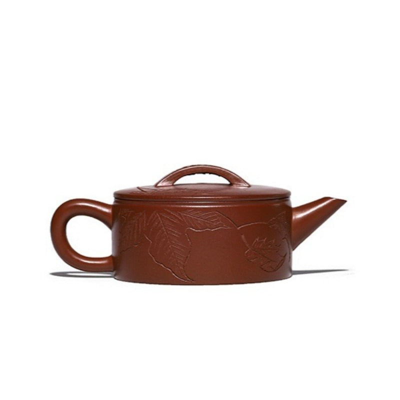 全手工宜兴紫砂茶壶 [知秋汉瓦] (红皮龙 - 210ml)