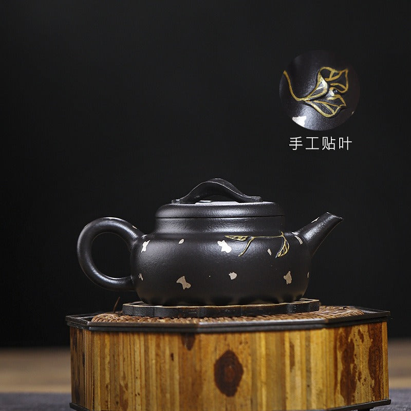 Tetera Yixing Zisha completamente hecha a mano [Jin Zhi Yuye] (Hei Luo Lan - 150 ml)