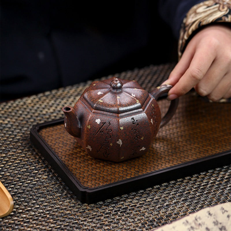 Full Handmade Yixing Zisha Teapot [Octagon Pear] (Firewood Fired Duan Ni - 250ml) - YIQIN TEA HOUSE | yiqinteahouse.com | 200-300ml, full handmade zisha teapot, teapot, teaware