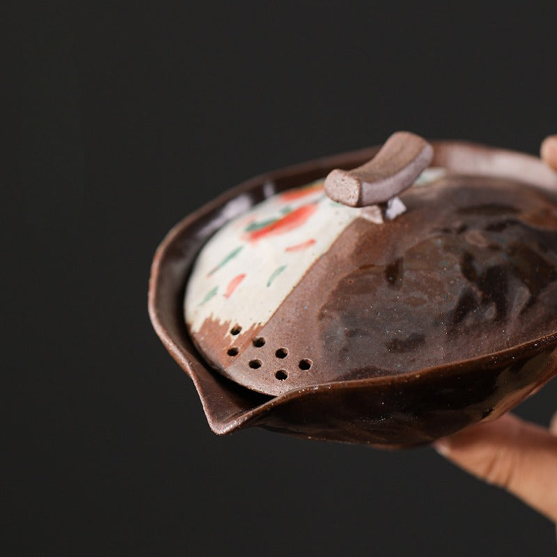 Firewood Fired Hand-painted Floral Ceramic Gaiwan / Fair Cup / Tea Cup - YIQIN TEA HOUSE | yiqinteahouse.com | ceramic teapot, fair cup, gaiwan, tea cup, teapot, teaware