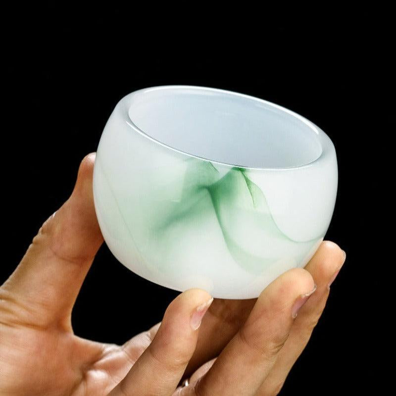 Ink Paint Jade Porcelain/Green Paint Emerald Zhijue Tea Cup 50ml