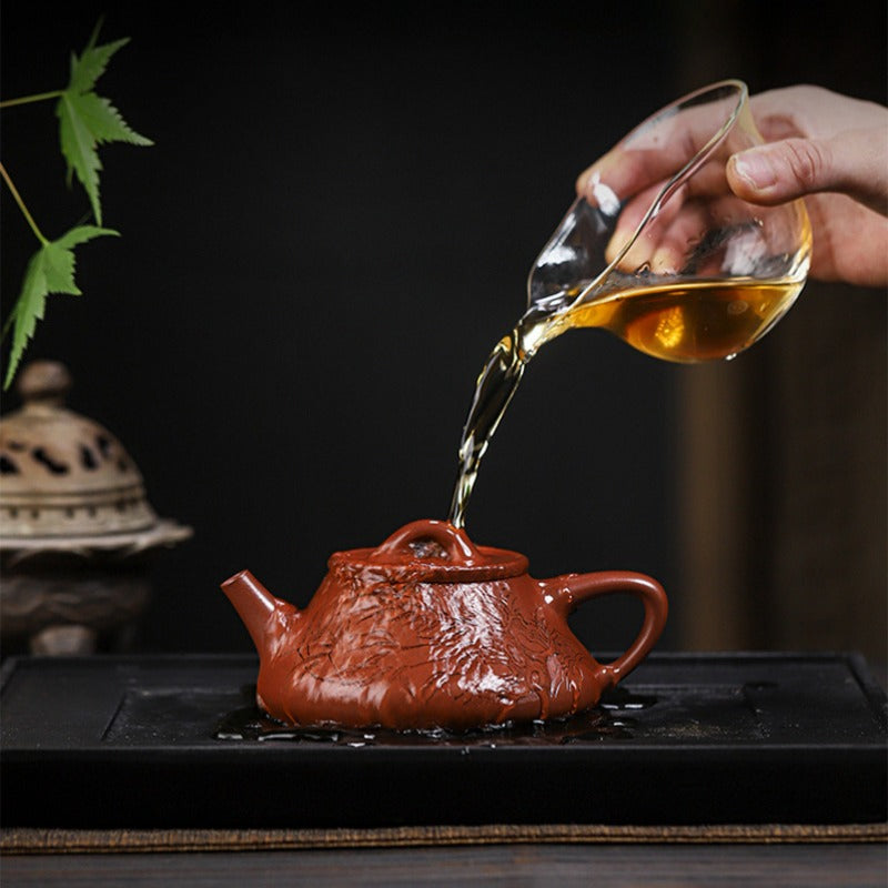 Full Handmade Yixing Zisha Teapot [Bamboo Happiness] (Hong Pi Long - 240ml) - YIQIN TEA HOUSE | yiqinteahouse.com | 200-300ml, full handmade zisha teapot, teapot, teaware