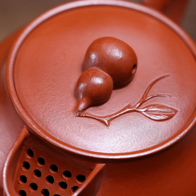 Yixing Zisha Teapot [Peach Leaves Gourd] (Zhao Zhuang Zhu Ni - 260ml)