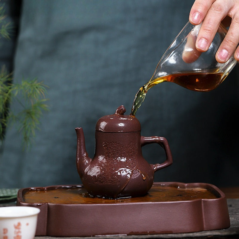 Full Handmade Yixing Zisha Teapot [Qing Feng Ming Yue] (Zi Ni - 170ml) - YIQIN TEA HOUSE | yiqinteahouse.com | <200ml, full handmade zisha teapot, teapot, teaware