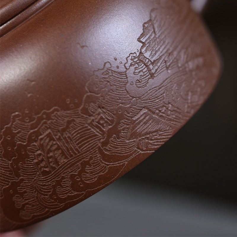 Full Handmade Yixing Zisha Teapot [Niu Gai Lianzi Pot] (Zi Ni - 230ml)