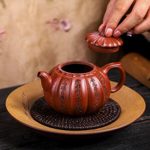 Load image into Gallery viewer, Full Handmade Yixing Zisha Teapot [Hong Yu Jia Gua 红玉茄瓜] (Xiao Meiyao Zhu Ni - 260ml)
