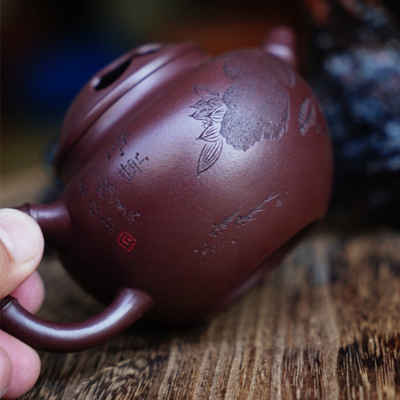 Full Handmade Yixing Zisha Teapot [Niu Gai Pot] (Zi Ni - 170ml)