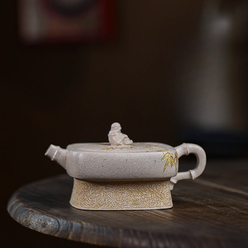 Théière Yixing Zisha entièrement faite à la main [Enjoy] (Bai Duan Ni - 280 ml)