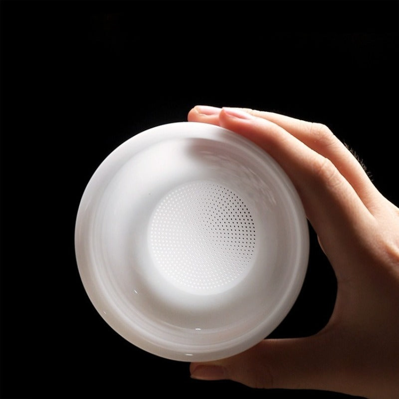 Ice Jade White Porcelain Glazed Tea Strainer [Yuan Zu]