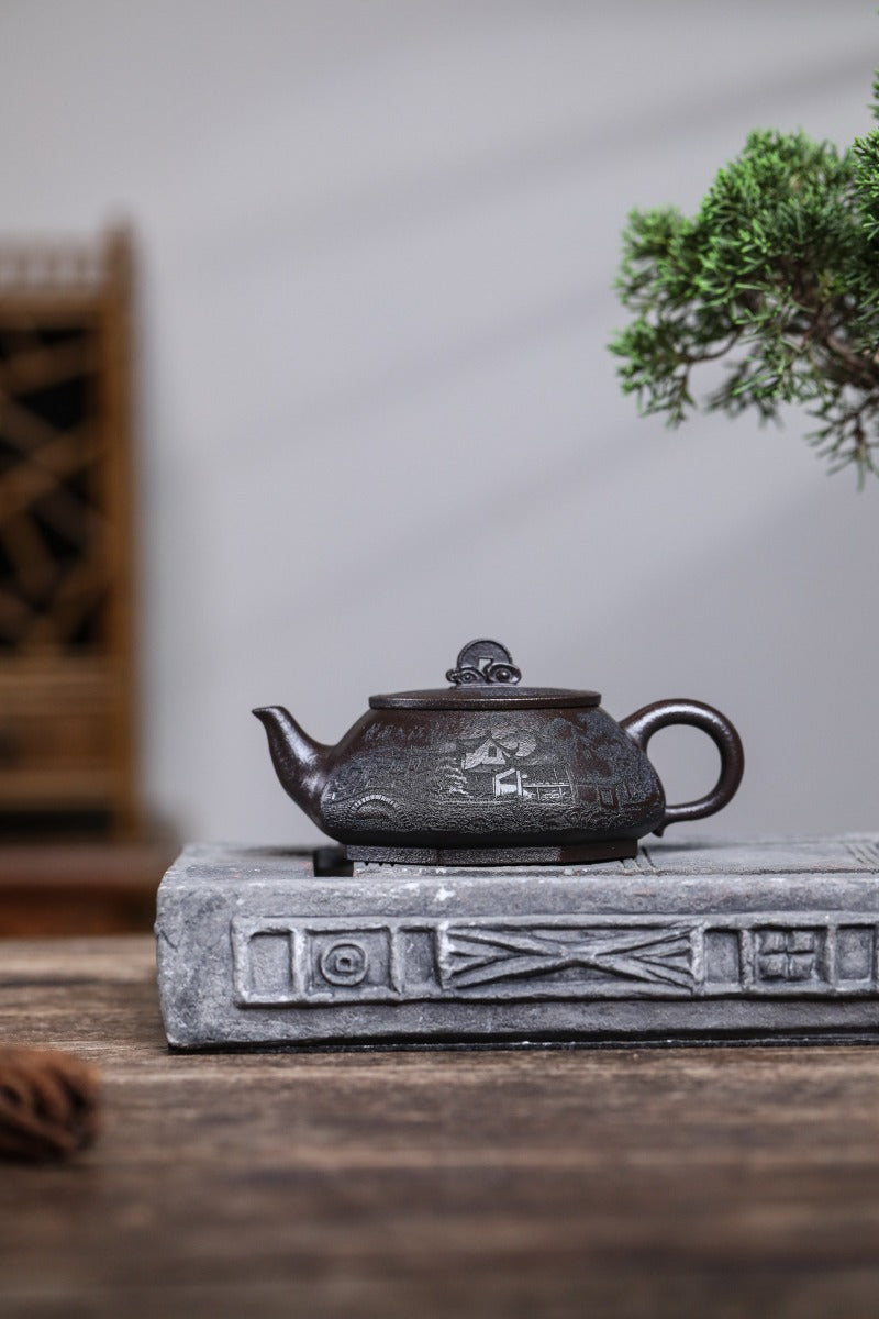 宜兴紫砂茶壶【桥瓢】（石黄- 340ml）