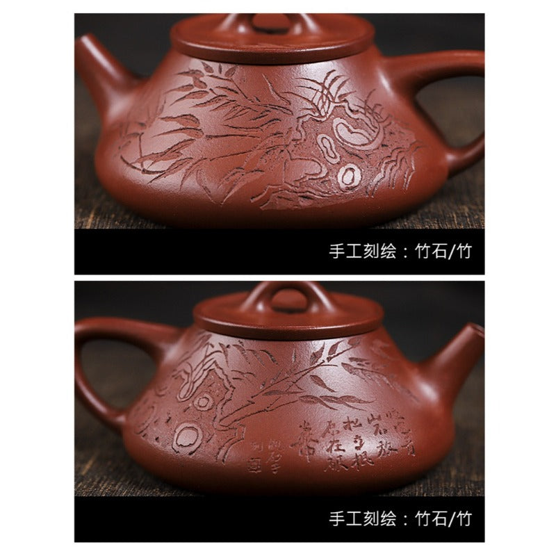 Full Handmade Yixing Zisha Teapot [Bamboo Happiness] (Hong Pi Long - 240ml) - YIQIN TEA HOUSE | yiqinteahouse.com | 200-300ml, full handmade zisha teapot, teapot, teaware