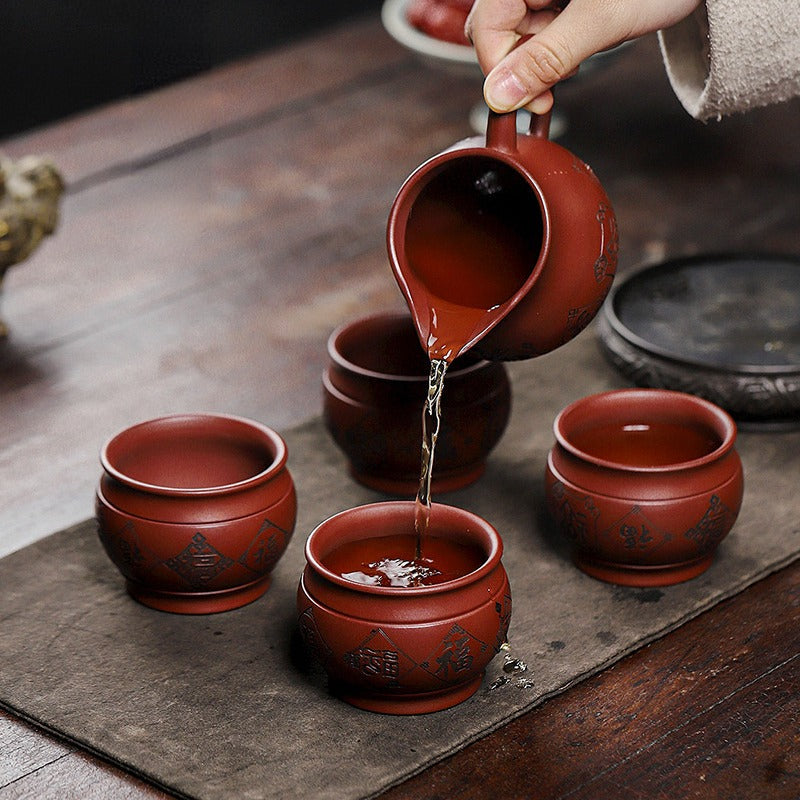 Full Handmade Yixing Zisha Master Tea Cup Fair Cup Set [Good Luck