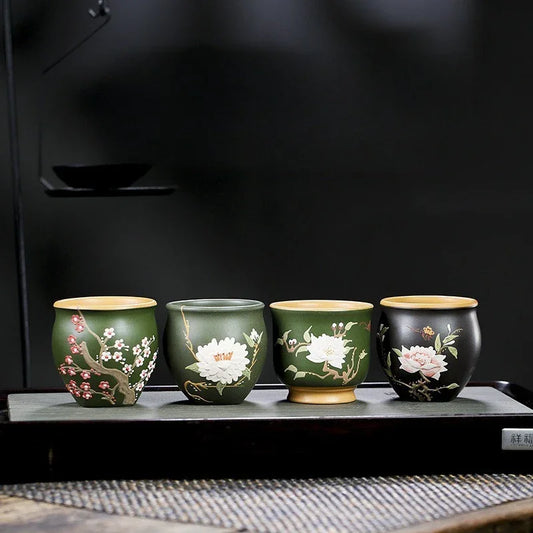 Full Handmade Yixing Zisha Master Tea Cup Gift Set [Wen Xiang]