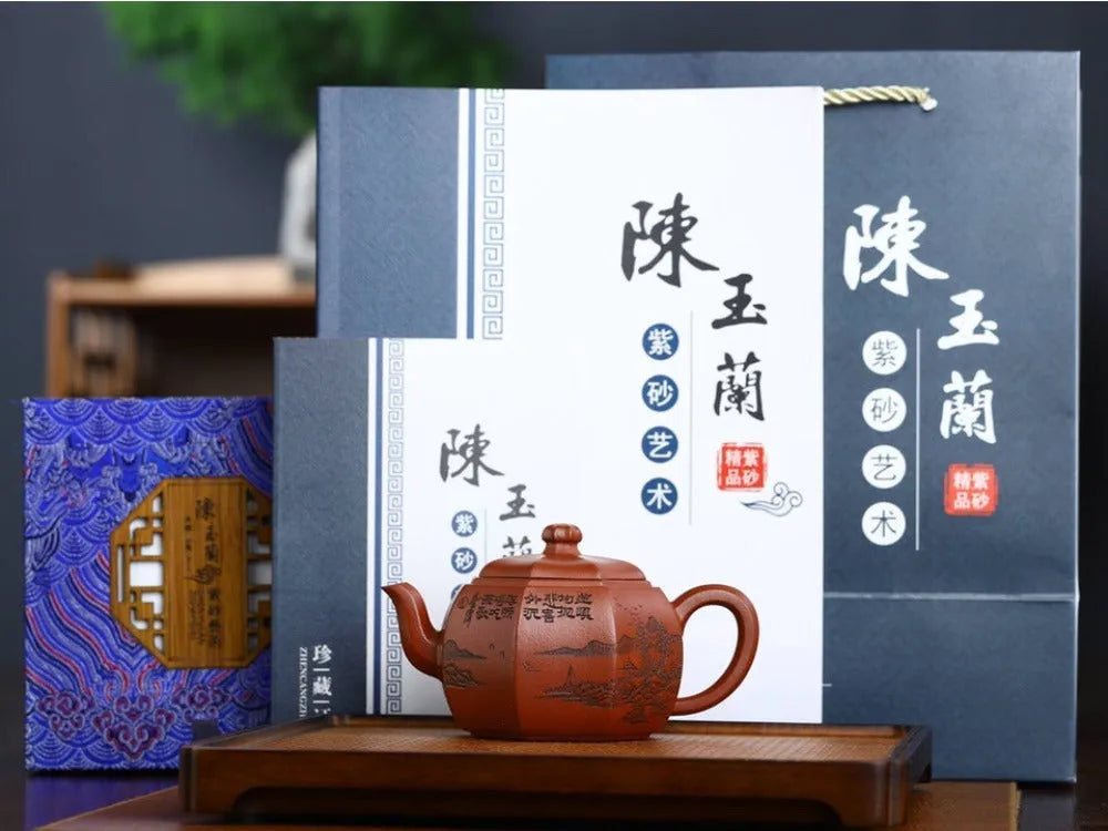 Full Handmade Yixing Zisha Teapot [Bafang Lai Cai Pot] (Hong Pi Long - 280ml) - YIQIN TEA HOUSE | yiqinteahouse.com | 200-300ml, full handmade zisha teapot, new arrival, teapot, teaware