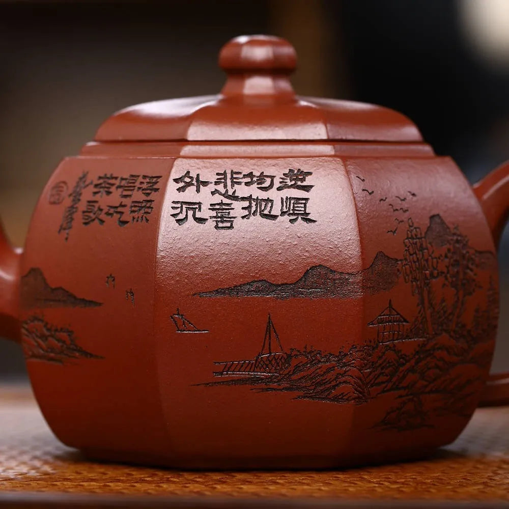 Full Handmade Yixing Zisha Teapot [Bafang Lai Cai Pot] (Hong Pi Long - 280ml) - YIQIN TEA HOUSE | yiqinteahouse.com | 200-300ml, full handmade zisha teapot, new arrival, teapot, teaware