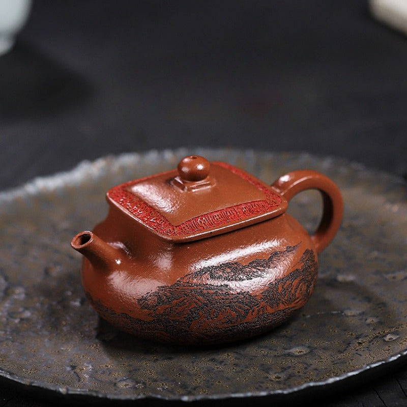 Full Handmade Yixing Zisha Teapot [Bai Fu Ju Zhen] (Hong Jiang Po Ni - 150ml) - YIQIN TEA HOUSE | yiqinteahouse.com | <200ml, full handmade zisha teapot, teapot, teaware