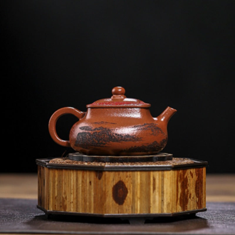 Full Handmade Yixing Zisha Teapot [Bai Fu Ju Zhen] (Hong Jiang Po Ni - 150ml) - YIQIN TEA HOUSE | yiqinteahouse.com | <200ml, full handmade zisha teapot, teapot, teaware