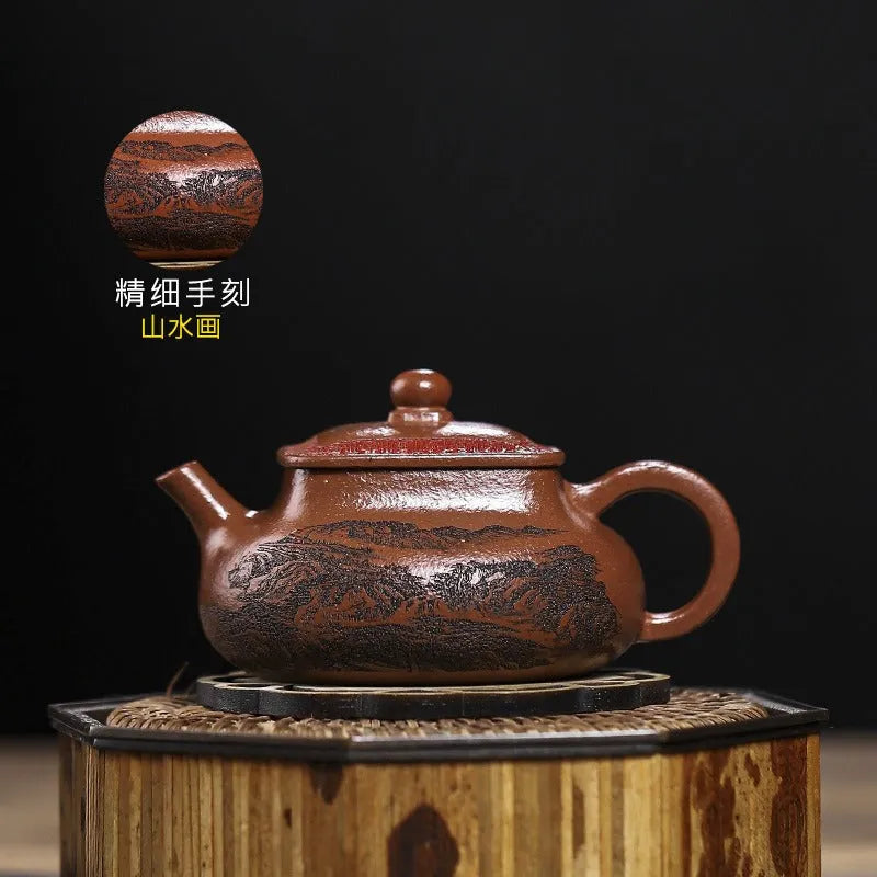 Full Handmade Yixing Zisha Teapot [Bai Fu Ju Zhen] (Hong Jiang Po Ni - 150ml) - YIQIN TEA HOUSE | yiqinteahouse.com | <200ml, full handmade zisha teapot, teapot, teaware