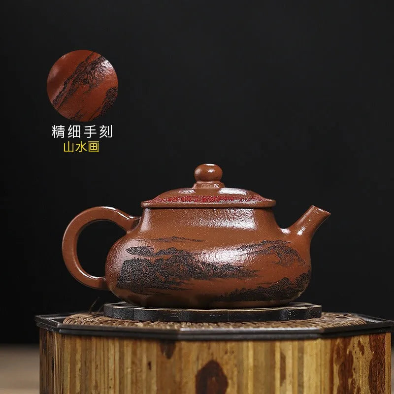 Full Handmade Yixing Zisha Teapot [Bai Fu Ju Zhen] (Hong Jiang Po Ni - 150ml) - YIQIN TEA HOUSE | yiqinteahouse.com | <200ml, full handmade zisha teapot, teapot, teaware