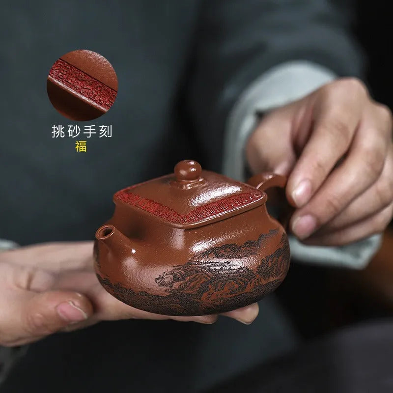 Full Handmade Yixing Zisha Teapot [Bai Fu Ju Zhen] (Hong Jiang Po Ni - 150ml) - YIQIN TEA HOUSE | yiqinteahouse.com | <200ml, full handmade zisha teapot, teapot, teaware