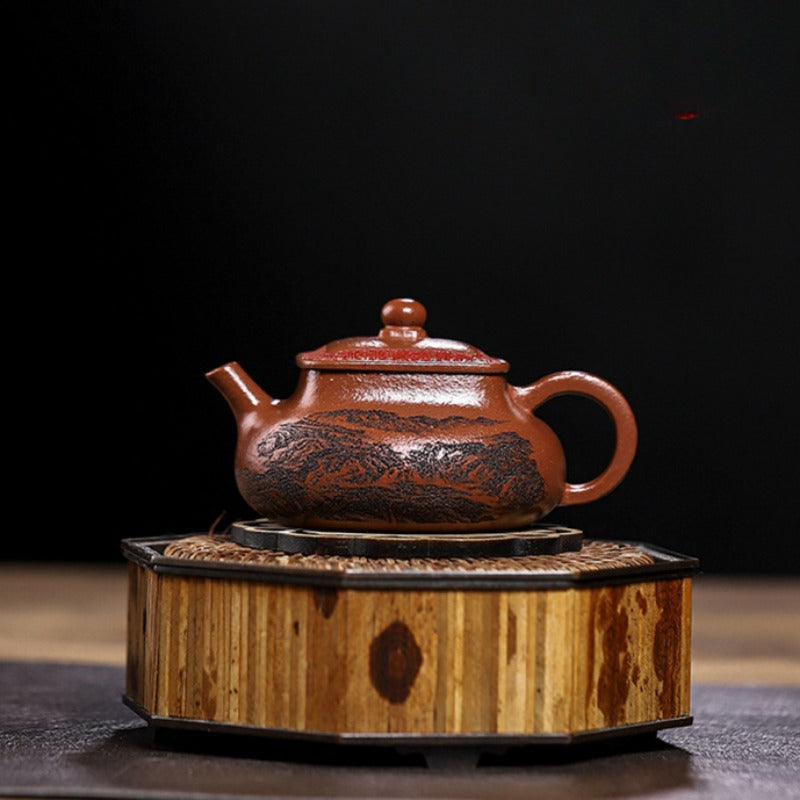 Full Handmade Yixing Zisha Teapot [Bai Fu Ju Zhen] (Hong Jiang Po Ni - 150ml) - YIQIN TEA HOUSE | yiqinteahouse.com | <200ml, full handmade zisha teapot, teapot, teaware