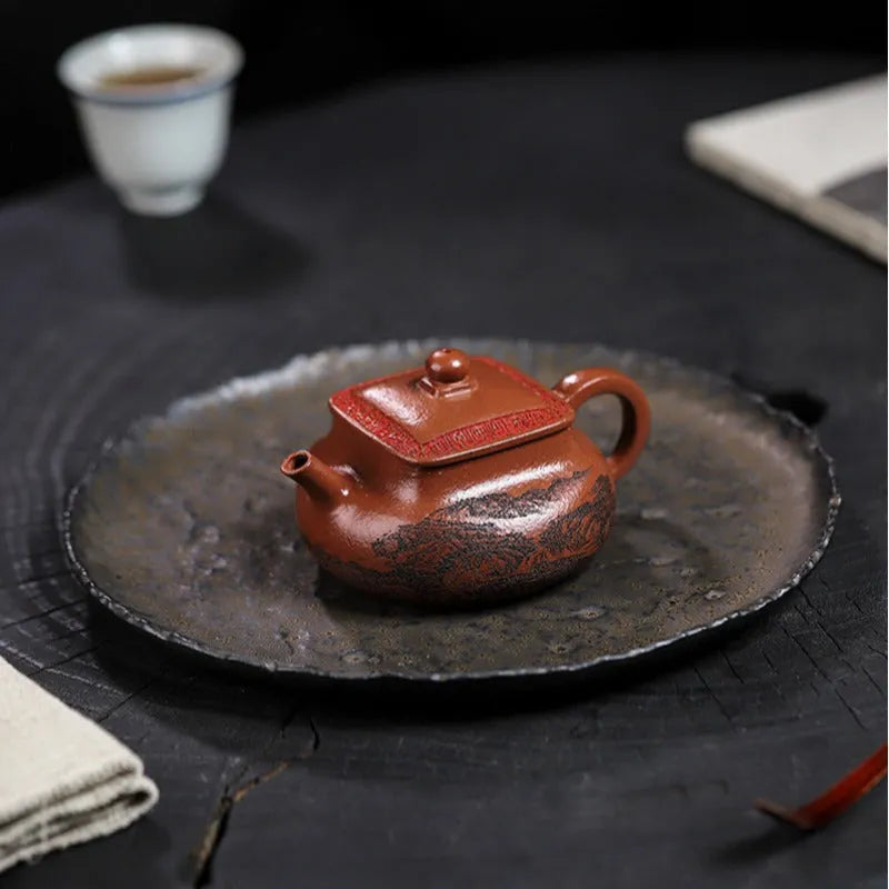 Full Handmade Yixing Zisha Teapot [Bai Fu Ju Zhen] (Hong Jiang Po Ni - 150ml) - YIQIN TEA HOUSE | yiqinteahouse.com | <200ml, full handmade zisha teapot, teapot, teaware