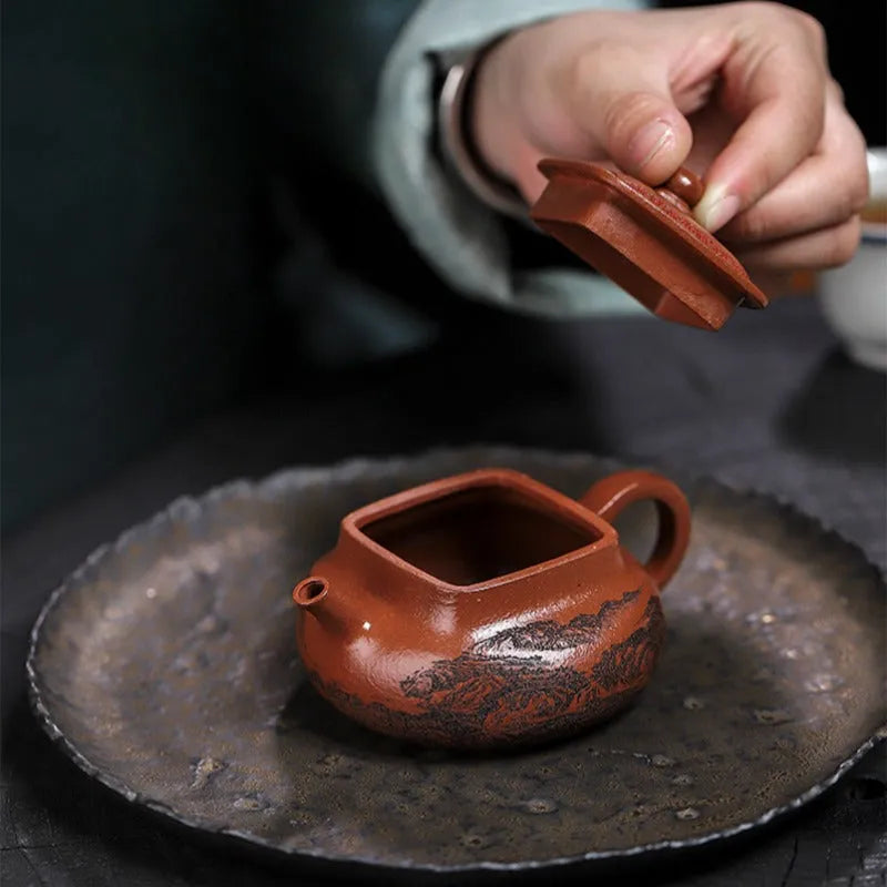 Full Handmade Yixing Zisha Teapot [Bai Fu Ju Zhen] (Hong Jiang Po Ni - 150ml) - YIQIN TEA HOUSE | yiqinteahouse.com | <200ml, full handmade zisha teapot, teapot, teaware