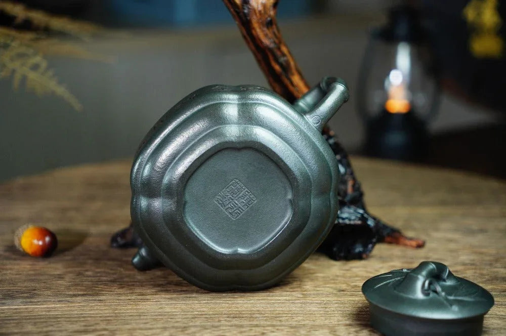 Full Handmade Yixing Zisha Teapot [Bamboo Drum Pot] (Long Bei Qing - 330ml) (Rare Clay Type / Last Piece) - YIQIN TEA HOUSE | yiqinteahouse.com | >300ml, full handmade zisha teapot, teapot, teaware