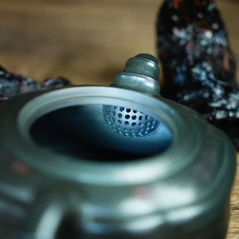 Full Handmade Yixing Zisha Teapot [Bamboo Drum Pot] (Long Bei Qing - 330ml) (Rare Clay Type / Last Piece) - YIQIN TEA HOUSE | yiqinteahouse.com | >300ml, full handmade zisha teapot, teapot, teaware