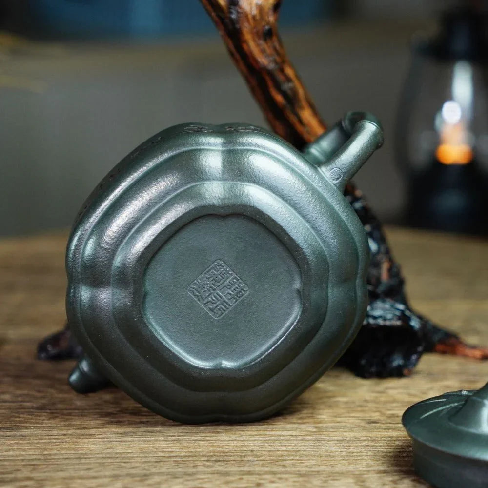 Full Handmade Yixing Zisha Teapot [Bamboo Drum Pot] (Long Bei Qing - 330ml) (Rare Clay Type / Last Piece) - YIQIN TEA HOUSE | yiqinteahouse.com | >300ml, full handmade zisha teapot, teapot, teaware