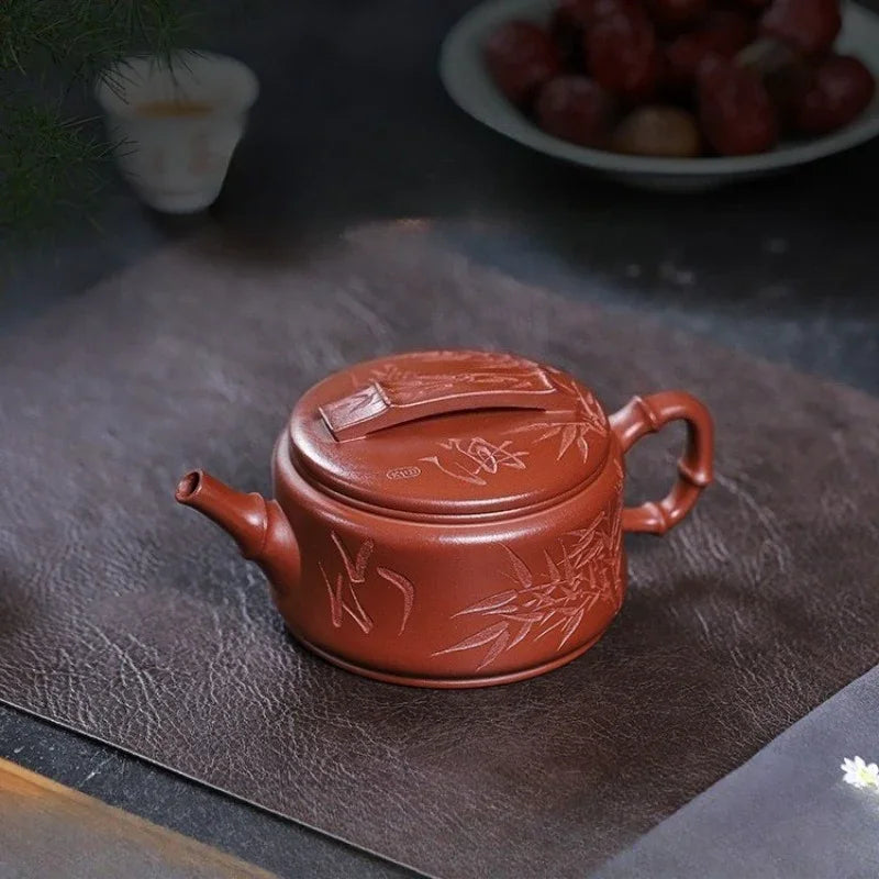 Full Handmade Yixing Zisha Teapot [Bamboo Hanwa] (Hong Pi Long - 320ml)
