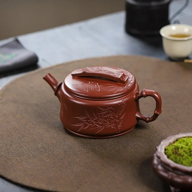Full Handmade Yixing Zisha Teapot [Bamboo Hanwa] (Hong Pi Long - 320ml)