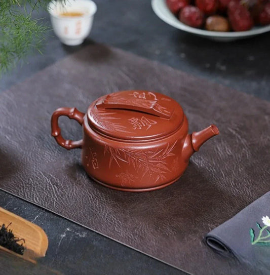 Teko Yixing Zisha Buatan Tangan Sepenuhnya [Bamboo Hanwa] (Hong Pi Long - 320ml)