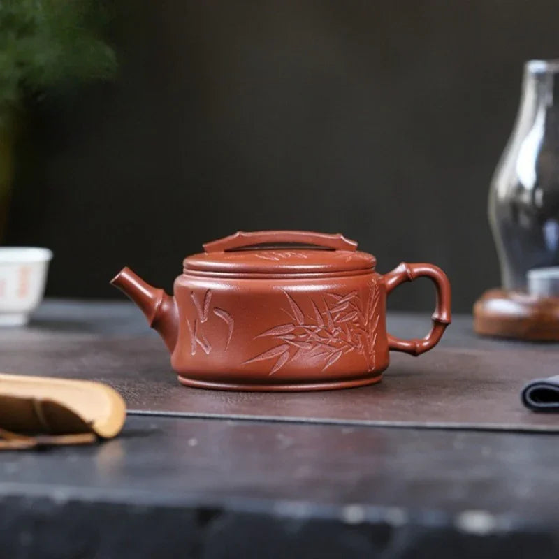 Full Handmade Yixing Zisha Teapot [Bamboo Hanwa] (Hong Pi Long - 320ml)