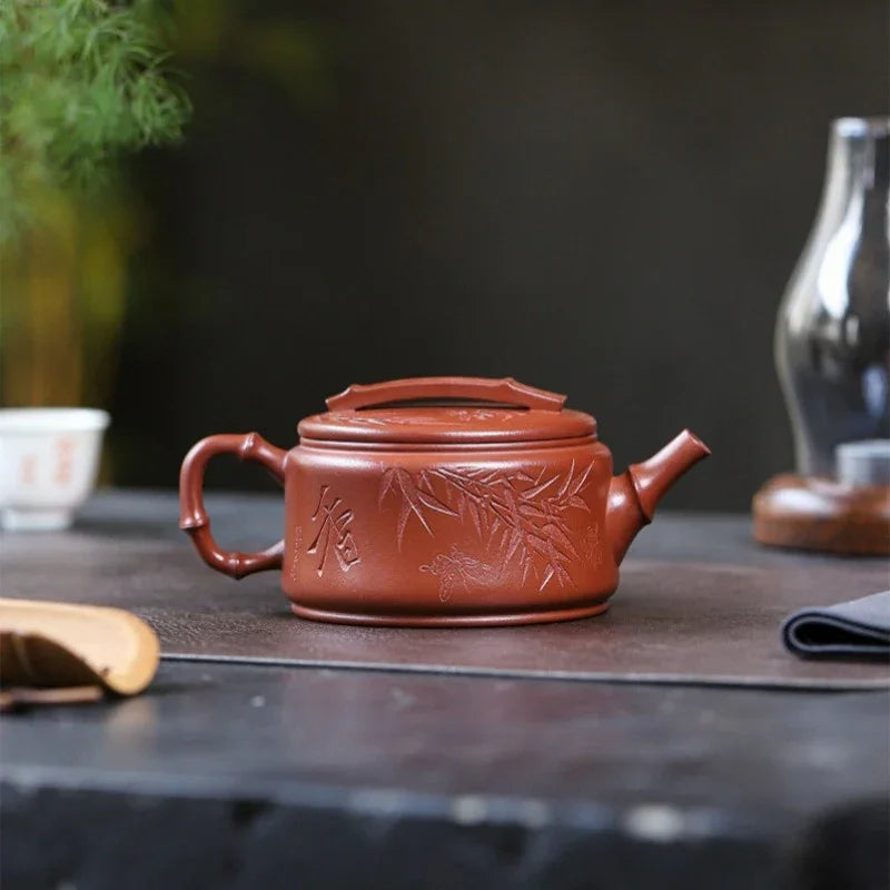 Full Handmade Yixing Zisha Teapot [Bamboo Hanwa] (Hong Pi Long - 320ml)