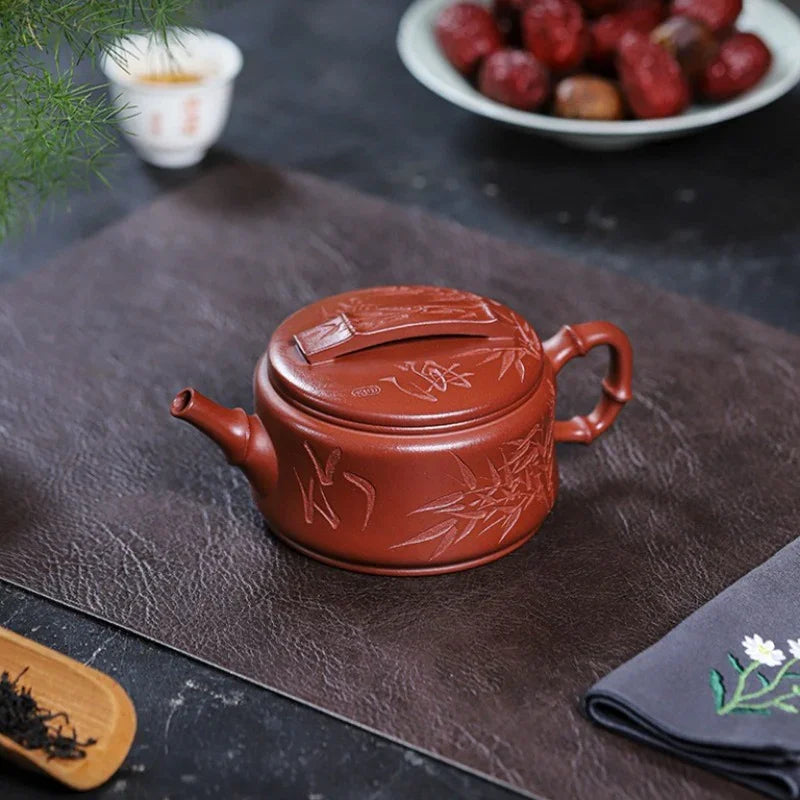 Full Handmade Yixing Zisha Teapot [Bamboo Hanwa] (Hong Pi Long - 320ml)